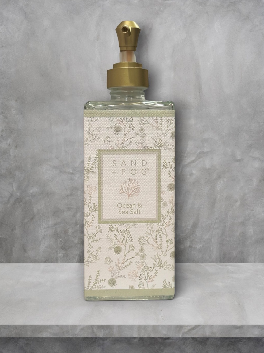Sand + Fog Ocean & Sea Salt Liquid Hand Soap- fresh, clean, elegant, glass